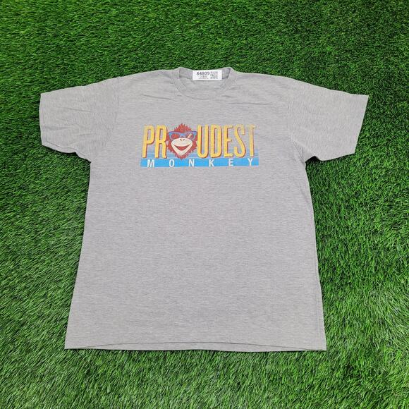 Vintage 90s Funny Proudest Monkey Shirt Large 21x26 Gray - Picture 1 of 11